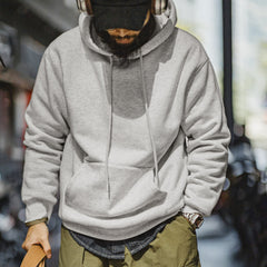 MADEN Herren Grauer Hoodie – Fleecegefüttert