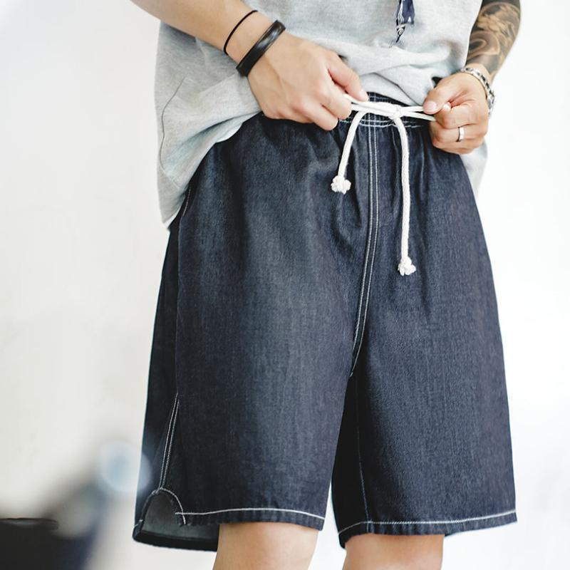 MADEN Herren lockere Denim-Shorts mit Ice-Feel, lässig