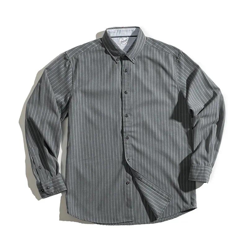 MADEN Men's Brushed Pinstripe Button-Down Shirt