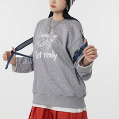 MADEN Grauer, schwerer Pullover mit Print 