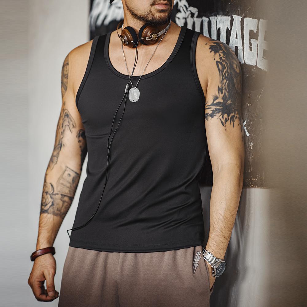 Maden Kühlendes Sonnenschutz-Ripptop, einfarbig, atmungsaktiv, vielseitig, dreifarbig, optionales Tanktop für Herren im Sommer 