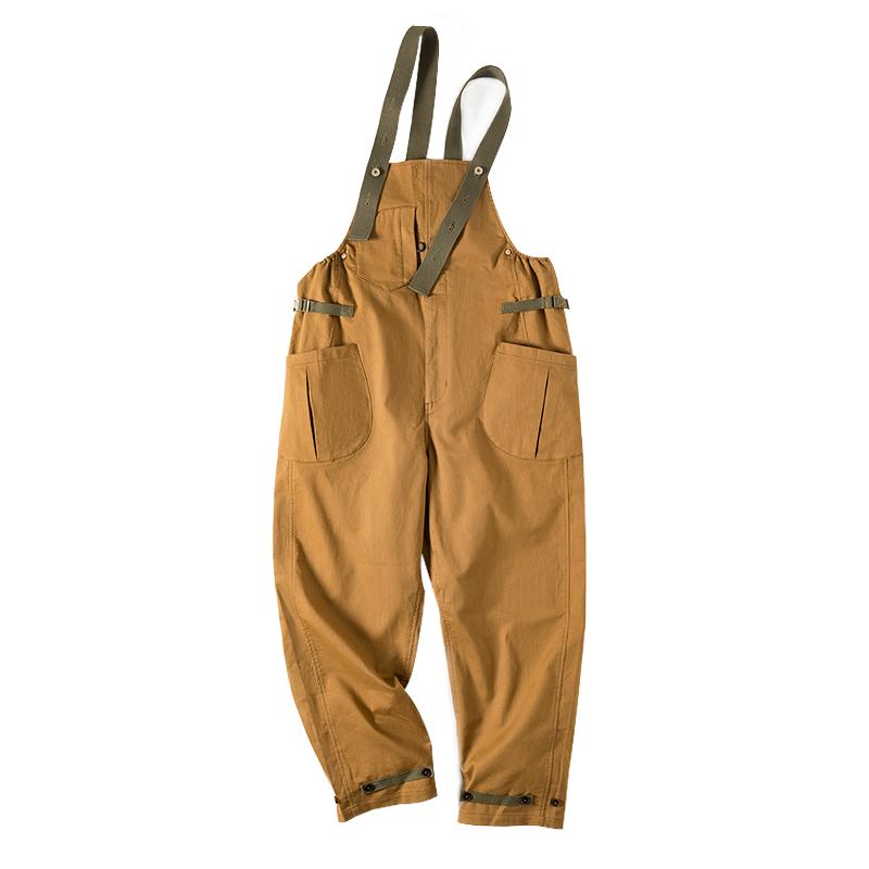 MADEN Men's Loose Fit Multi-Pocket Cotton Cargo Jumpsuit