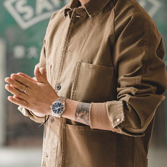 MADEN Schwerer Twill Chore Coat – Khaki Utility Jacke