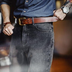 MADEN Herren 13oz Gewaschene Graue Jeans mit geradem Bein