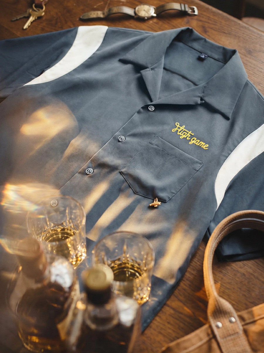 MADEN Vintage Cotton Bowling Short Sleeve Shirt