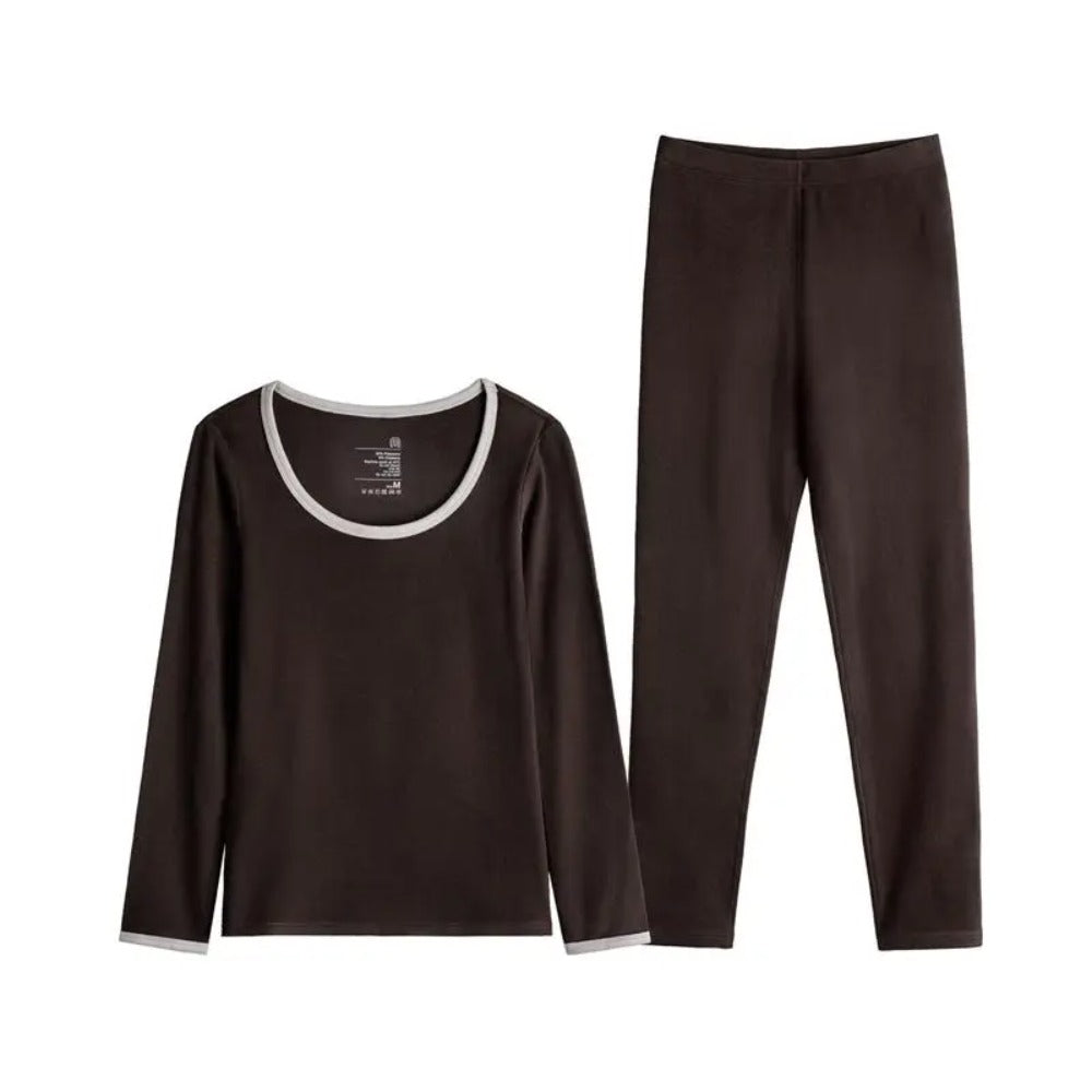 MADEN Damen Thermo-Strick-Baselayer mit Rundhalsausschnitt