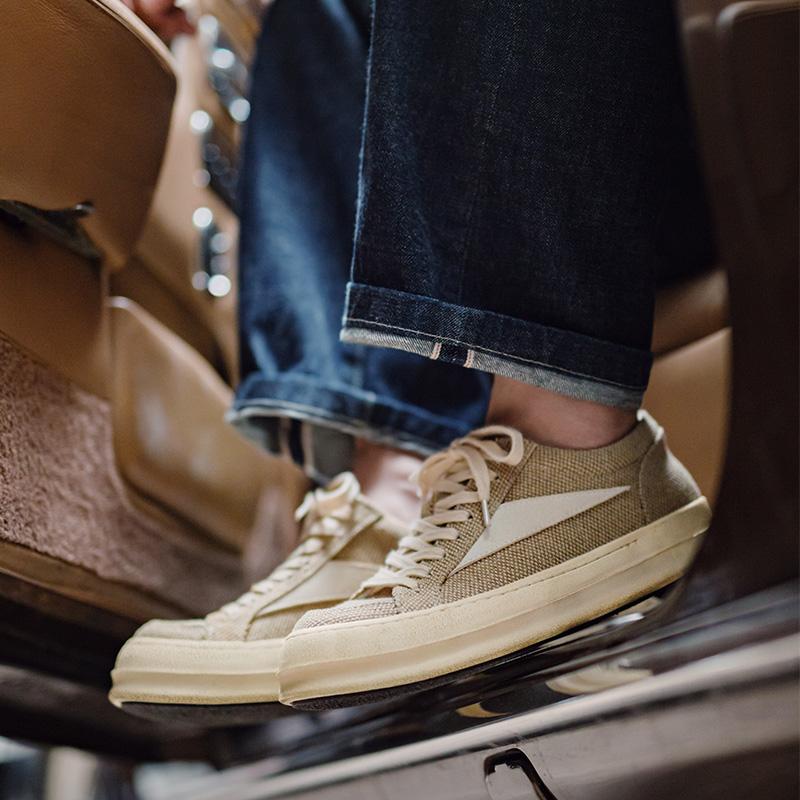 MADEN Men's Sneakers Niche Thick Sole Height Increasing Versatile Trendy Shoes American High Street Retro Distressed Casual Canvas Shoes
