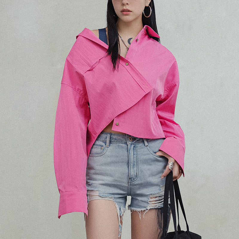 MADEN Women's Vintage Pink Oversized Shirt