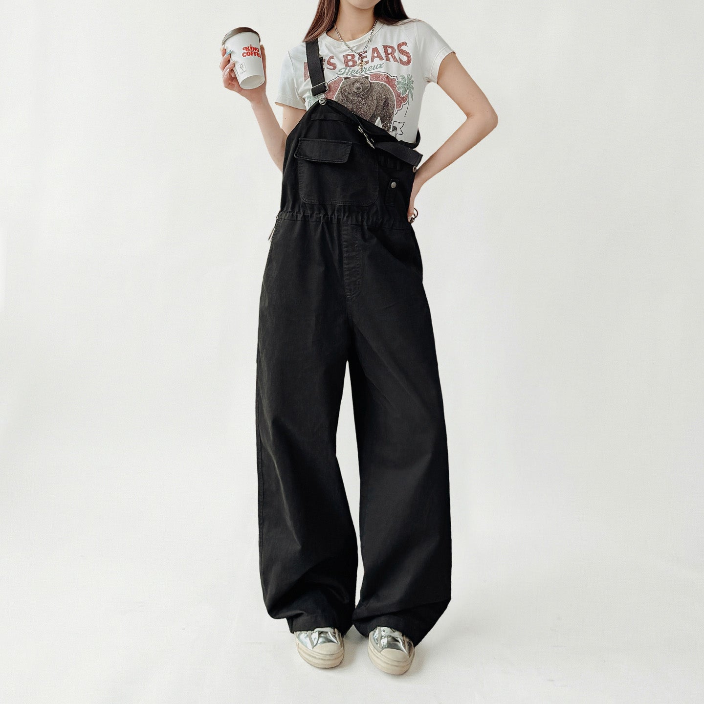 MADEN Women's Black Overall