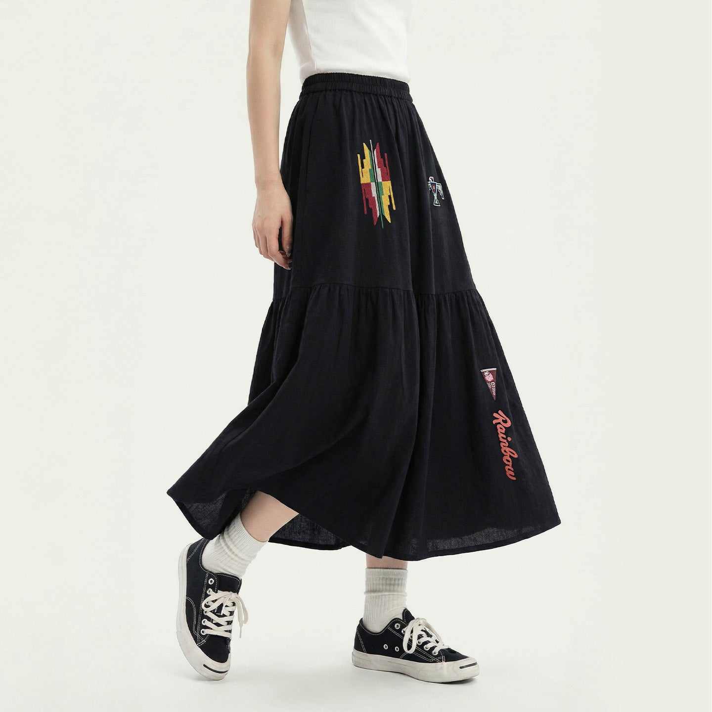 MADEN Navajo Rainbow-Embroidered Skirt