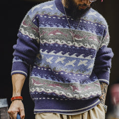 MADEN Men's Fair Isle Knit Sweater