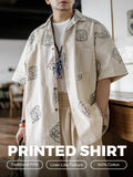 Áo sơ mi camp in họa tiết pha linen phong cách retro MADEN selected product image