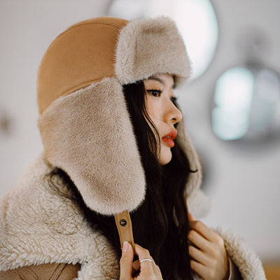 MADEN Women Faux Fur Aviator Hat