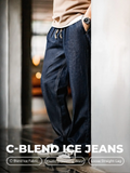 MADEN Men's Baggy Straight-Leg Washed Selvedge Denim Jeans selected product image