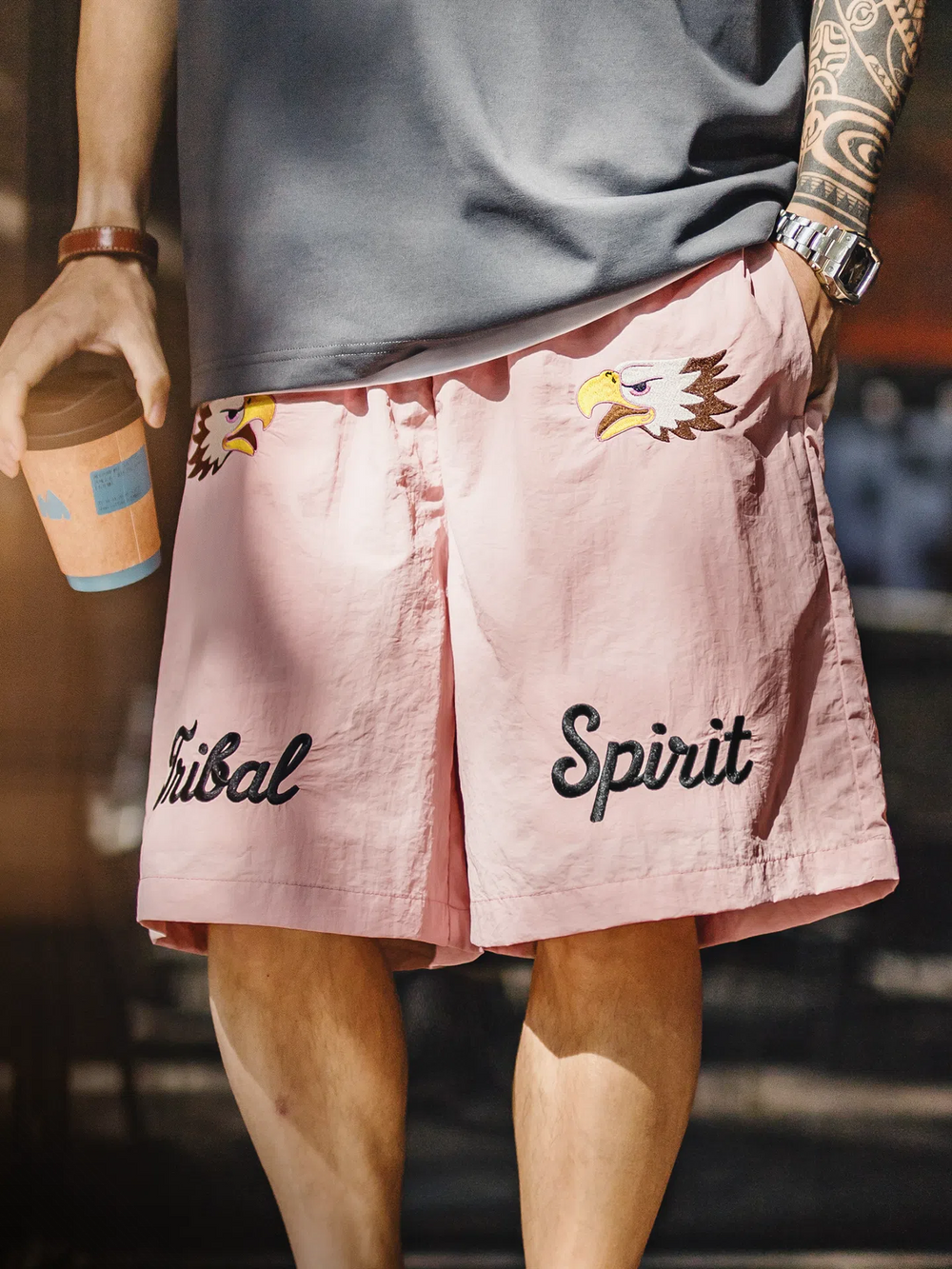 MADEN Tribal Embroidery Beach Shorts