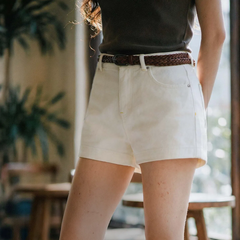 MADEN Women's White Denim A-Line Shorts