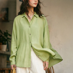 MADEN Women's Green Lyocell Long Shirt