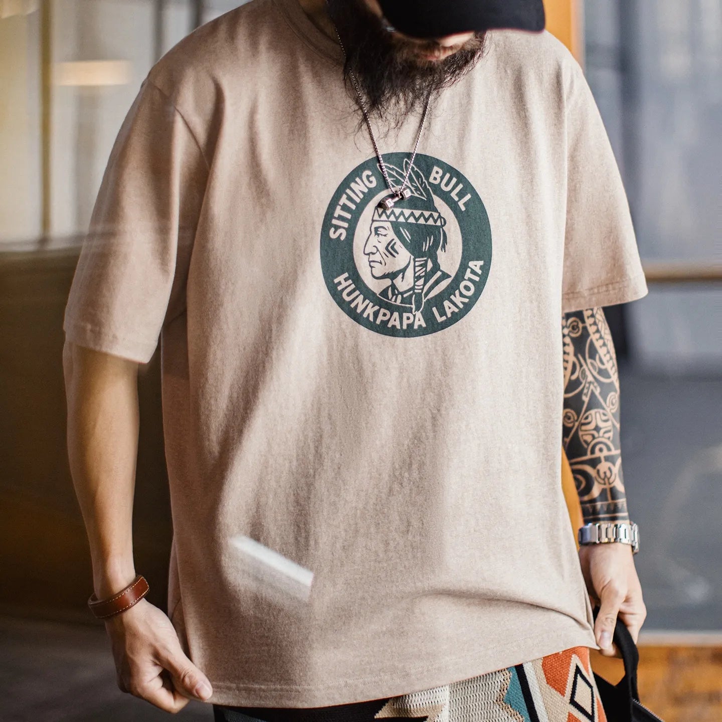 MADEN Native American Print Short-Sleeve T-Shirt
