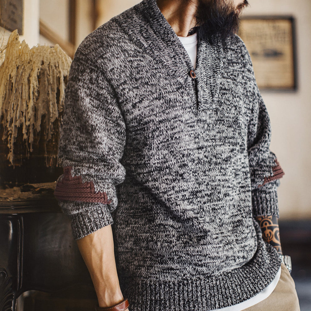 MADEN Vintage Shawl-Collar Pullover Knit Sweater
