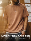 T-shirt MADEN orange en maille côtelée pour homme | T-shirt rétro ample et extensible à manches courtes, col rond côtelé et respirant, idéal pour l'été #tricot  selected product image