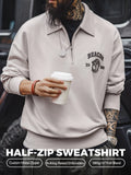 MADEN Heavyweight Embroidered Half-Zip Cotton Polo Sweatshirt selected product image