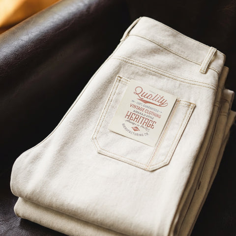 MADEN Clean Fit White Jeans - 417g/m² Cotton