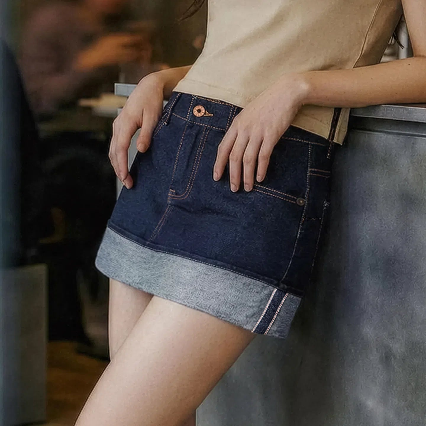 MADEN Women's Selvedge Denim Mini Skort