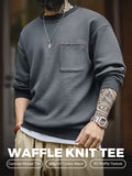 MADEN Heavyweight Cotton Waffle Knit Drop-Shoulder Sweatshirt selected product image