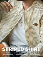 MADEN Stand Collar Striped Shirt – Cotton 100% thumbnail