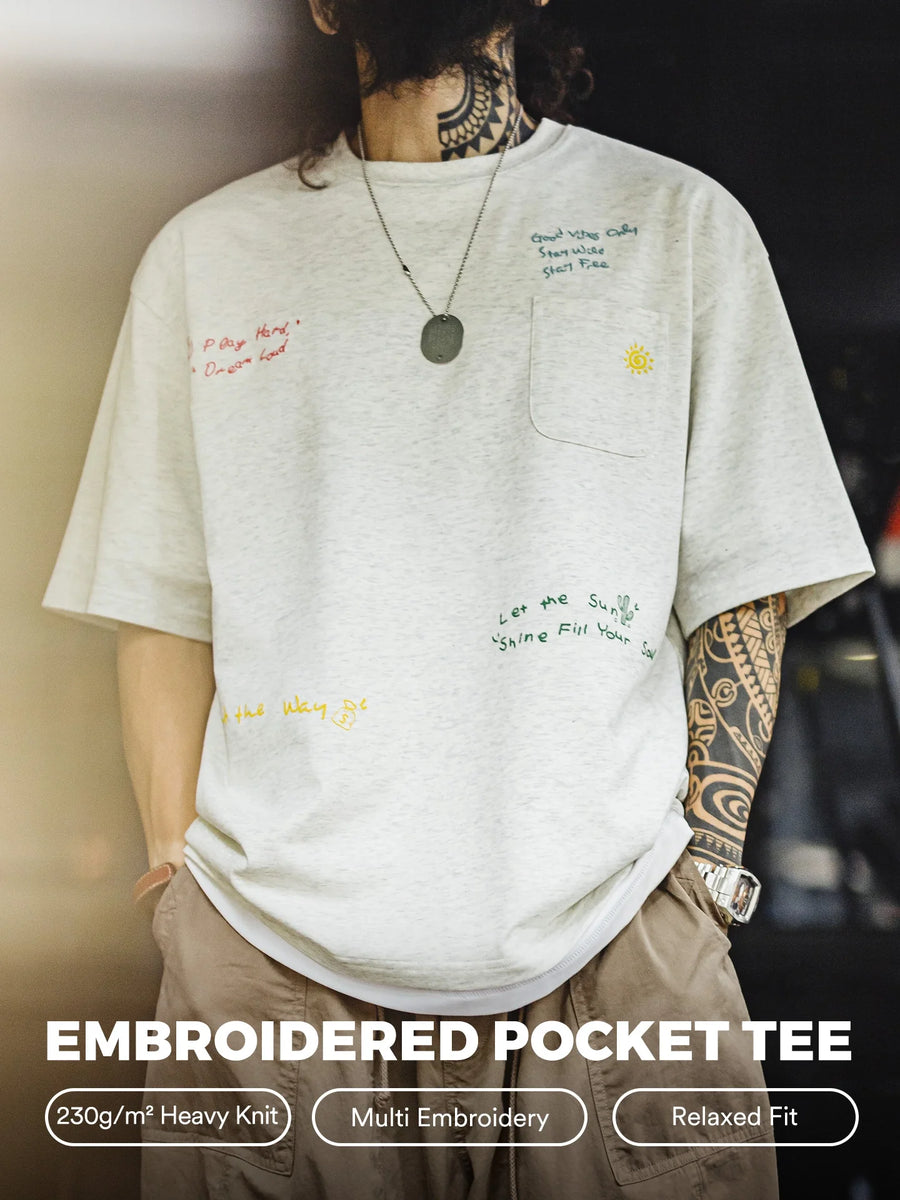 MADEN Solid Color Short Sleeve Crewneck Cotton T-Shirt