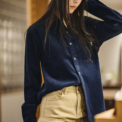 MADEN Women's Corduroy Long Sleeve Shirt