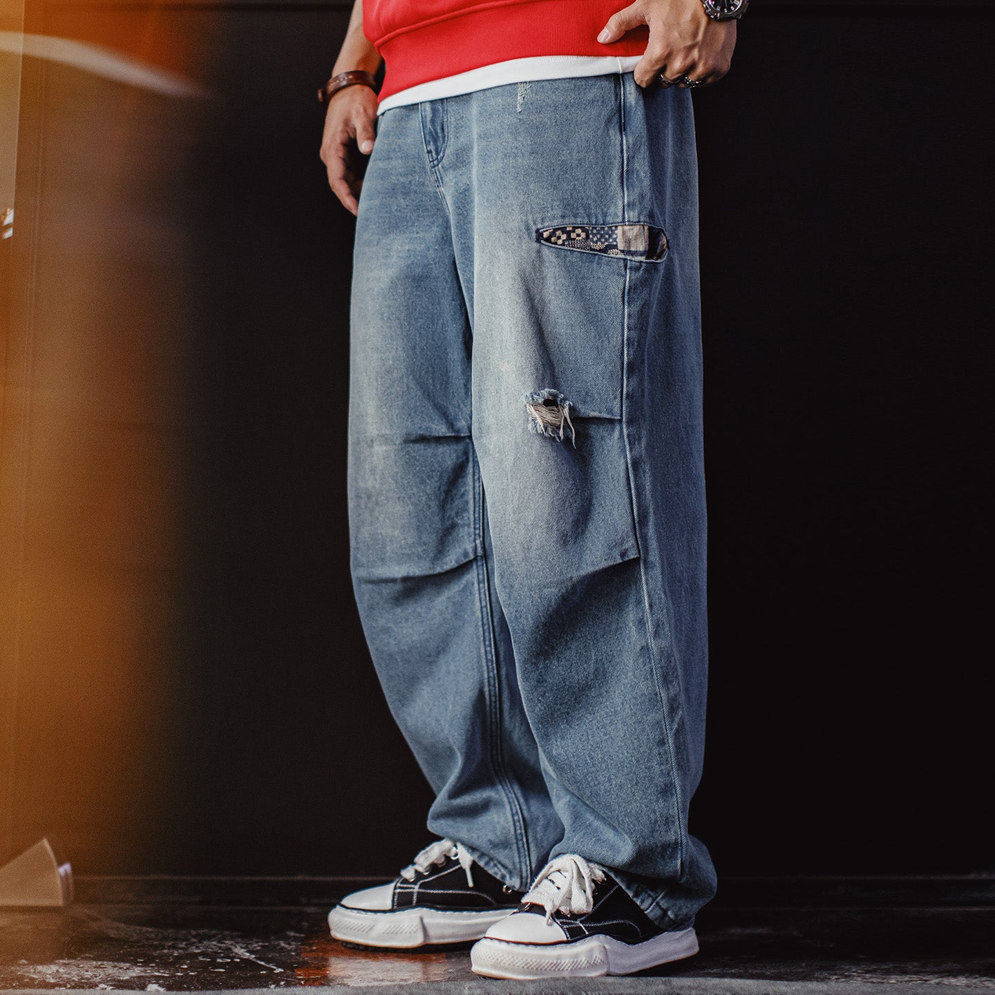 MADEN Paratrooper Distressed Denim Jeans