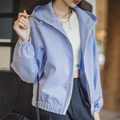 MADEN Striped Lightweight Shirt Jacket