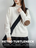 Pull col roulé en chenille MADEN pour femme, coupe ample, col montant, maille épaisse, idéal pour l'automne et l'hiver.  selected product image