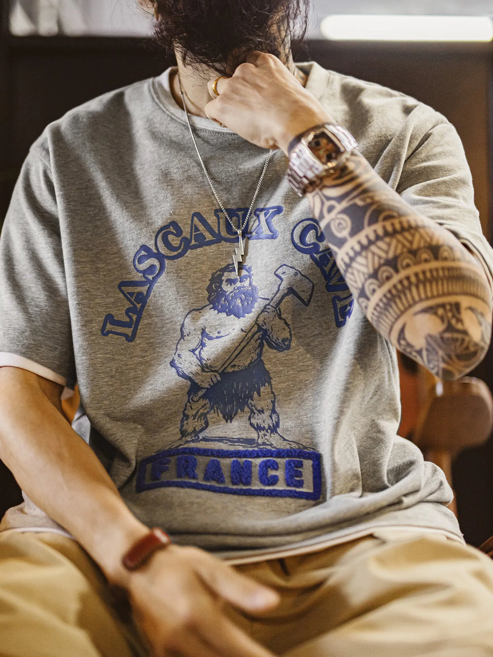 MADEN Vintage Ribbed Print Knit Tee