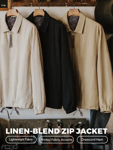 MADEN Men's Linen-Look Old Money Relaxed Coach Jacket