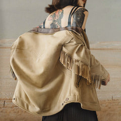 MADEN Suede Fringe Tassel Workwear Jacket