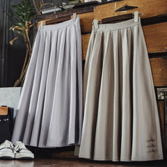 MADEN Women's High-Waist Pleated A-Line Midi Skirt