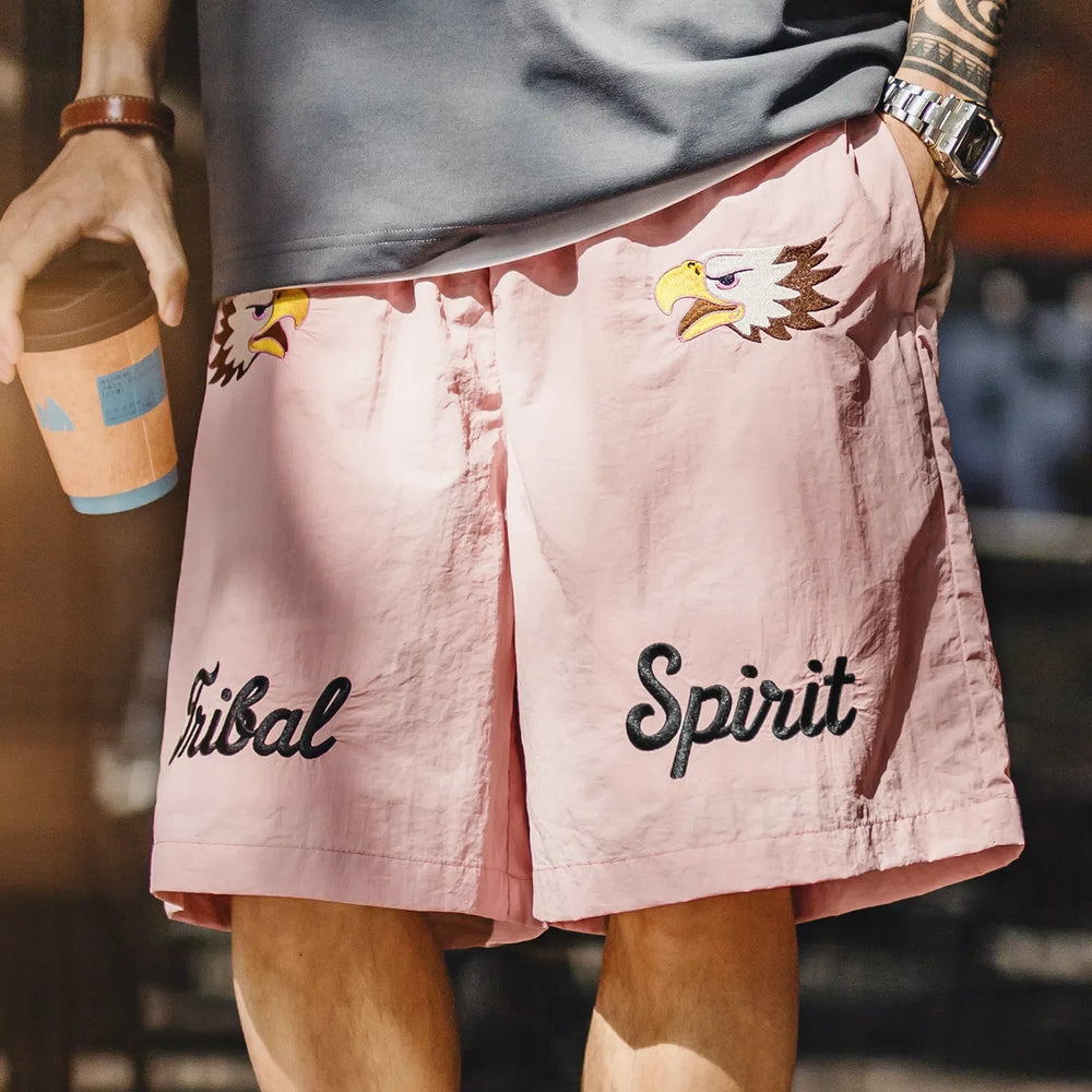 MADEN Tribal Embroidery Beach Shorts