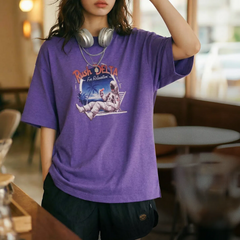 MADEN Women's Purple Lace Print Tee