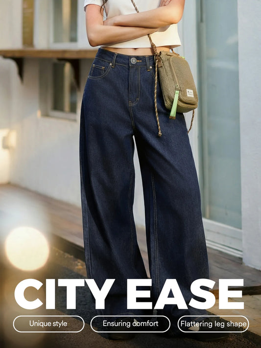 MADEN Damen Vintage Denim Weite Hose