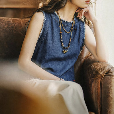 MADEN Women’s Retro Denim Vest