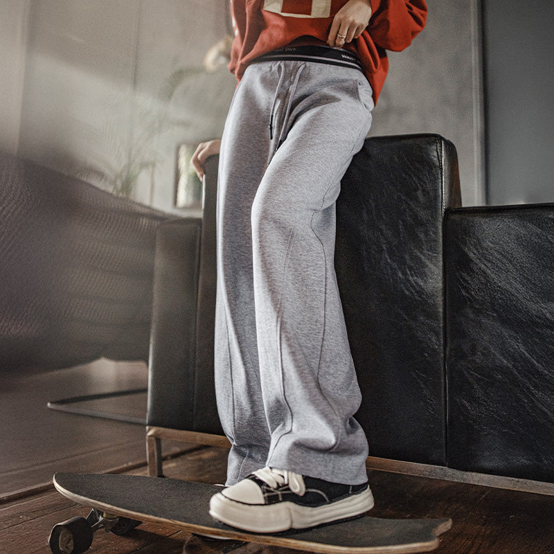 MADEN Cotton Wide-Leg Joggers with Drawstring
