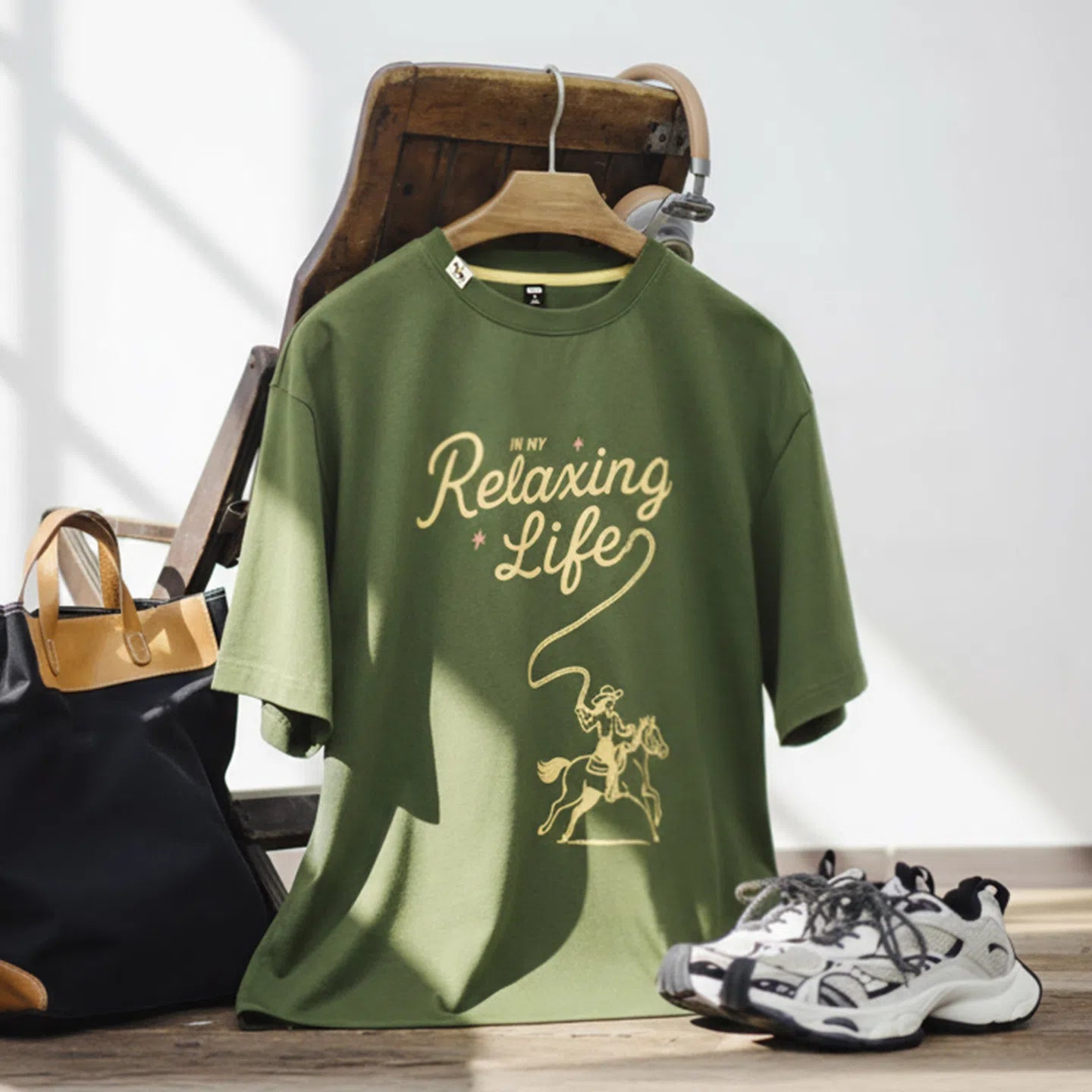 MADEN Women's Vintage Print Cotton Tee