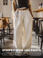 MADEN Women's Linen-Feel Striped Wide-Leg Pants thumbnail