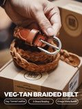MADEN Men's Woven Vegetable-Tanned Full-Grain Leather Belt selected product image