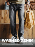 MADEN Men's 13oz Washed Gray Straight-Leg Jeans selected product image