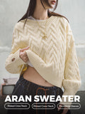 Pull en maille torsadée pour femme MADEN, style rétro décontracté, manches longues, idéal pour l'hiver et la superposition. Disponible en 3 couleurs et confortable. selected product image