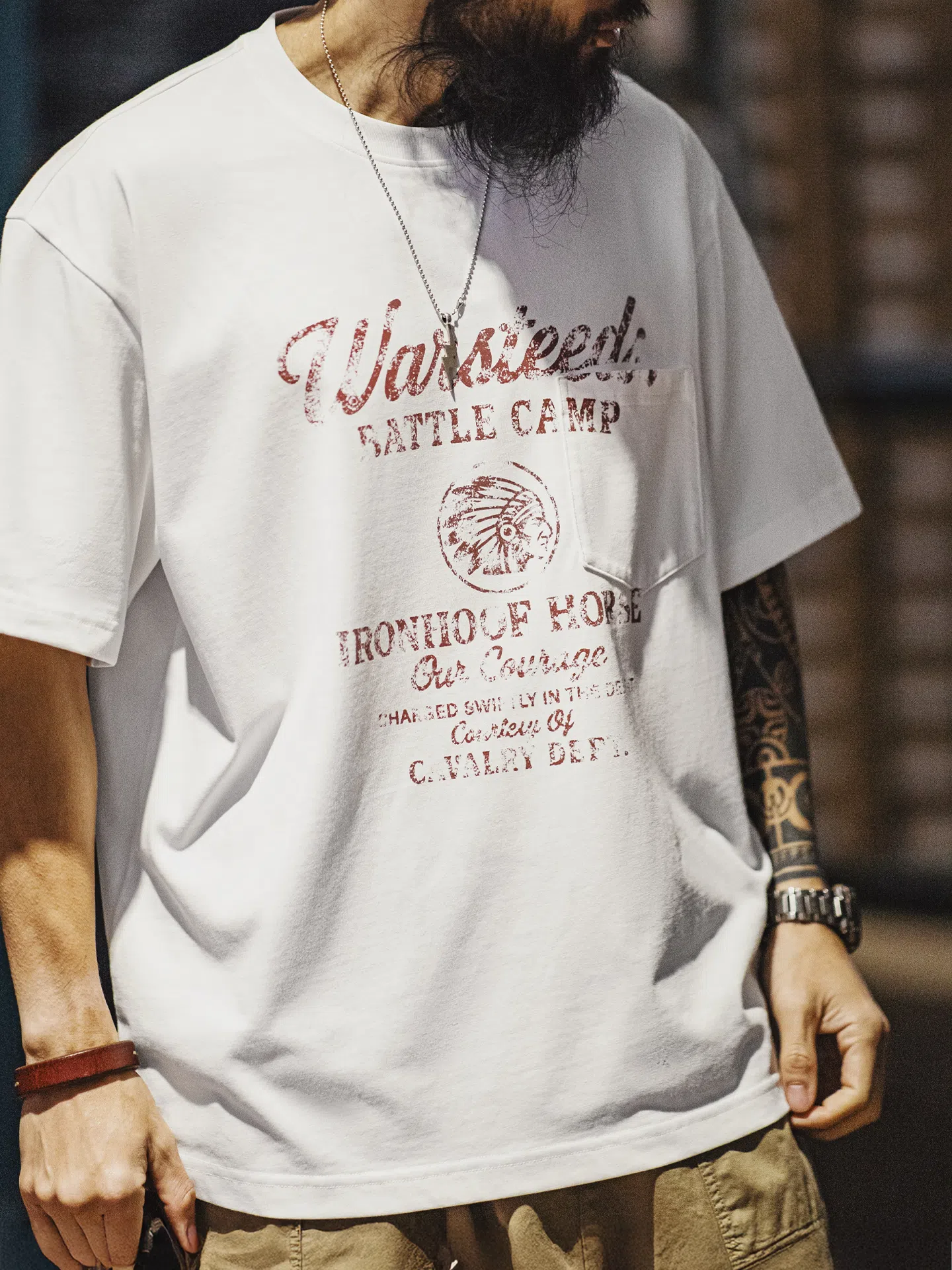 MADEN Vintage Letter Print T-Shirt