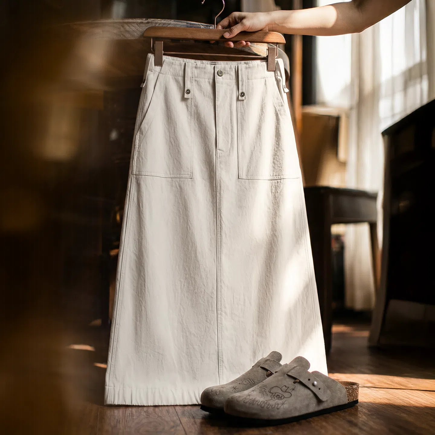 MADEN Women's High Waist Cargo Skirt